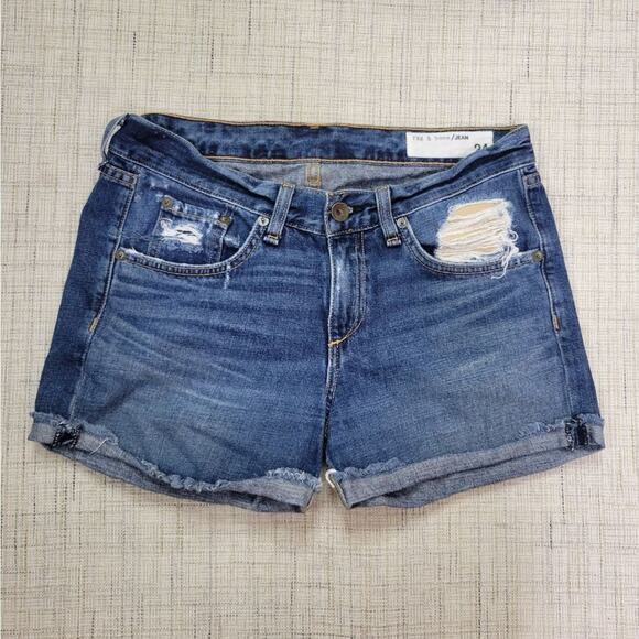 Rag & Bone Boyfriend Short‎ Distressed Woodstock 24 - Picture 1 of 6